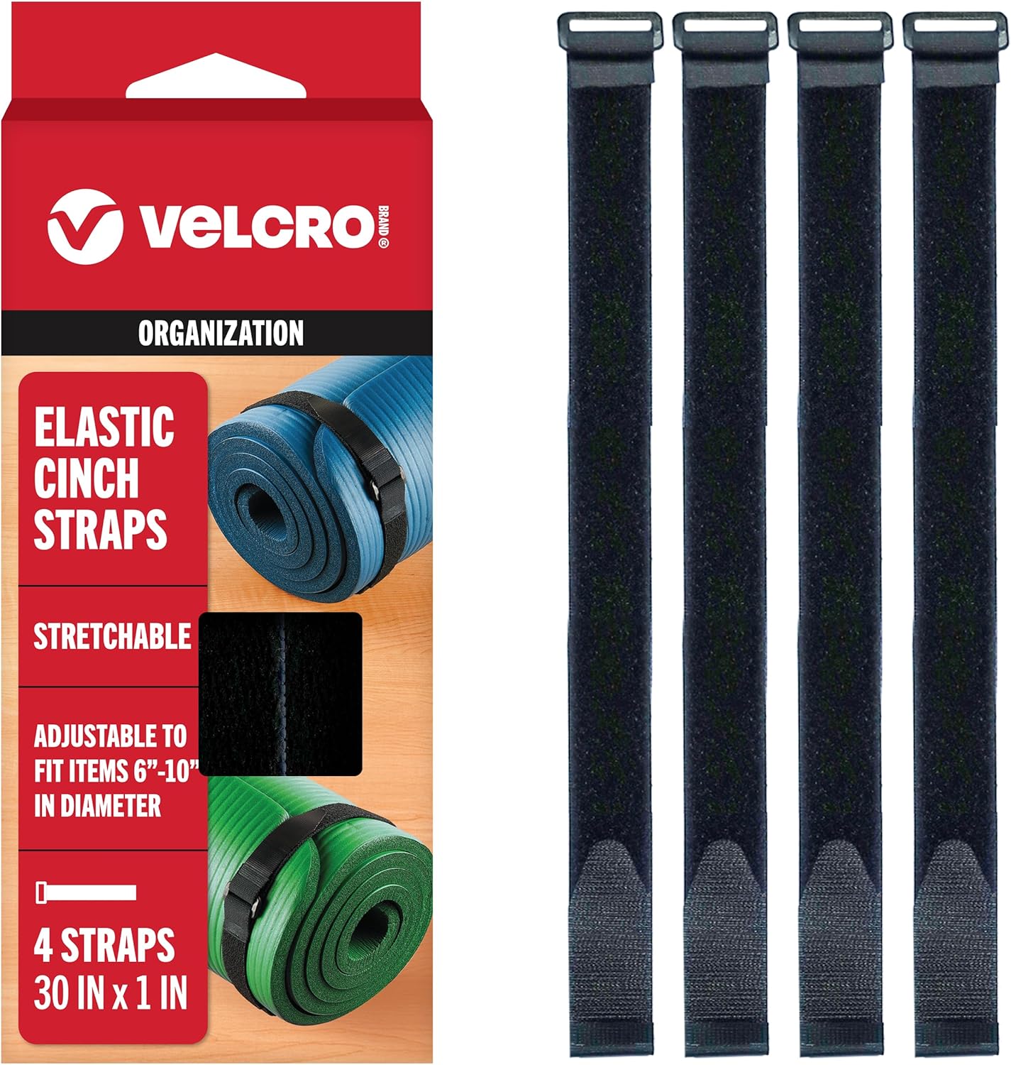 Detalle de VELCRO Brand Elastic Cinch Straps, 30 in x 1 in