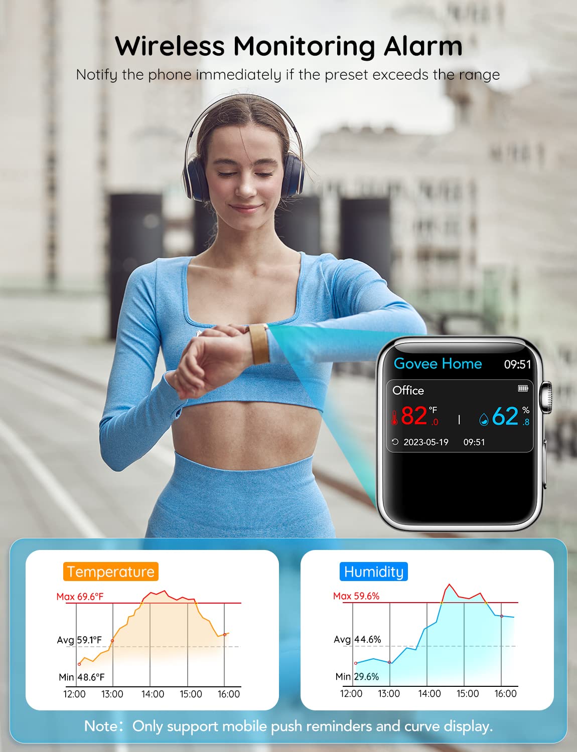 Detalle 1 de Govee H5103 WiFi Thermometer Hygrometer with E-Ink Display and App Alerts