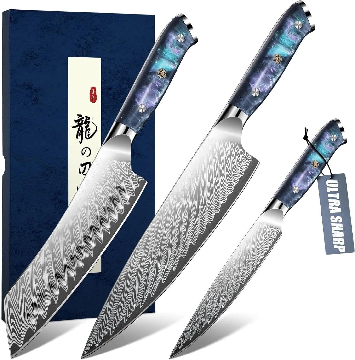 DRAGON RIOT Messerset 3-teilig – Ultrahochwertige Küchenmesser mit ergonomischem Griff