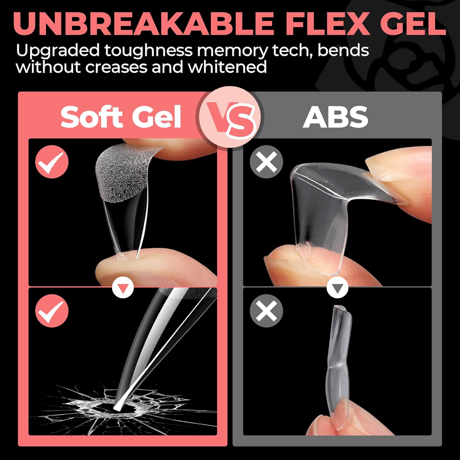 Thumbnail 5 de UNA GELLA Stiletto Medium Nagel Tips – 312 Stück, Full Cover, Pre-buff, Halb-matt, No C Curve, 12 Größen