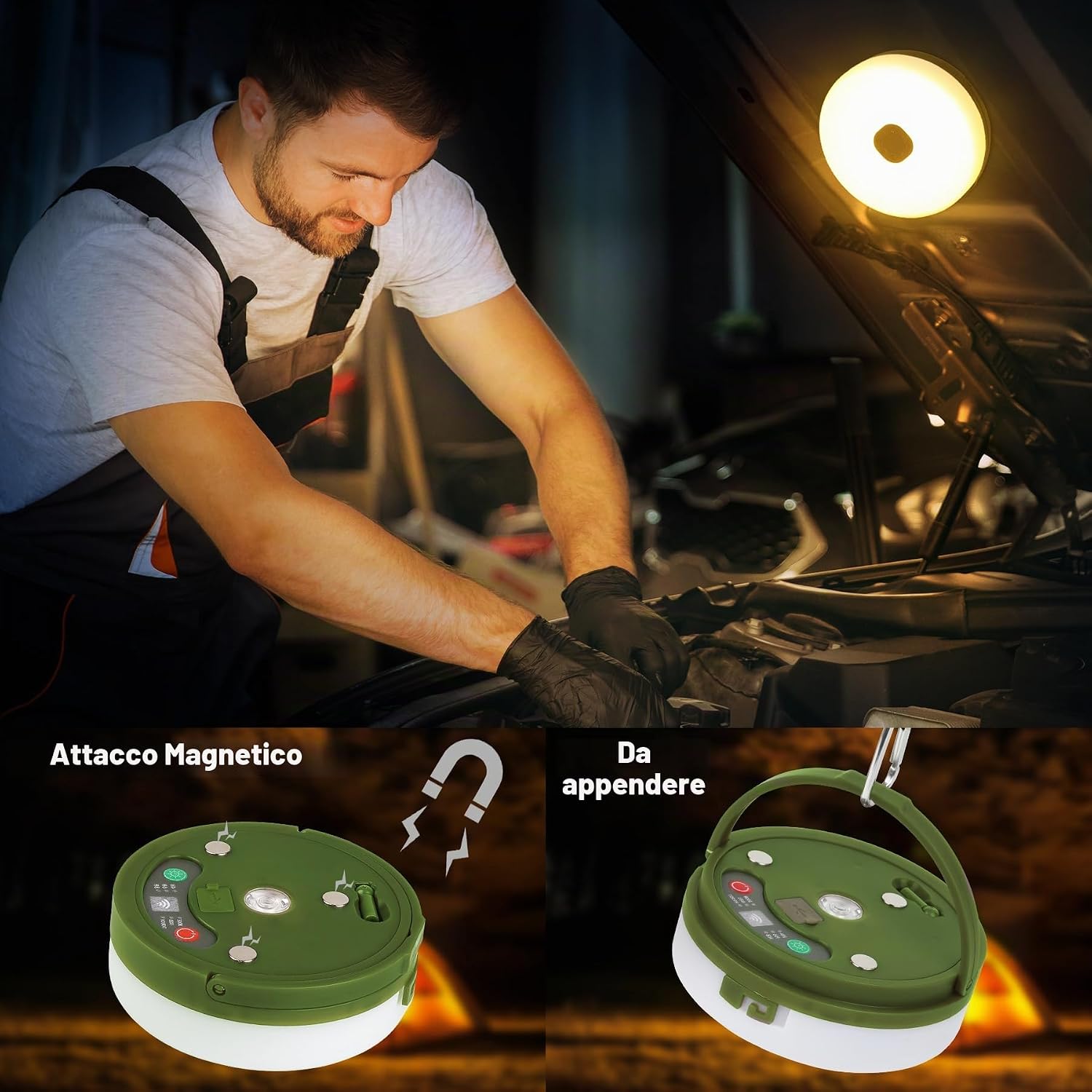 Thumbnail 5 de FOMYHEARD 10M Catena luminosa da campeggio arrrotolabile 4 in 1 – 9 modalità, USB ricaricabile, impermeabile IP65