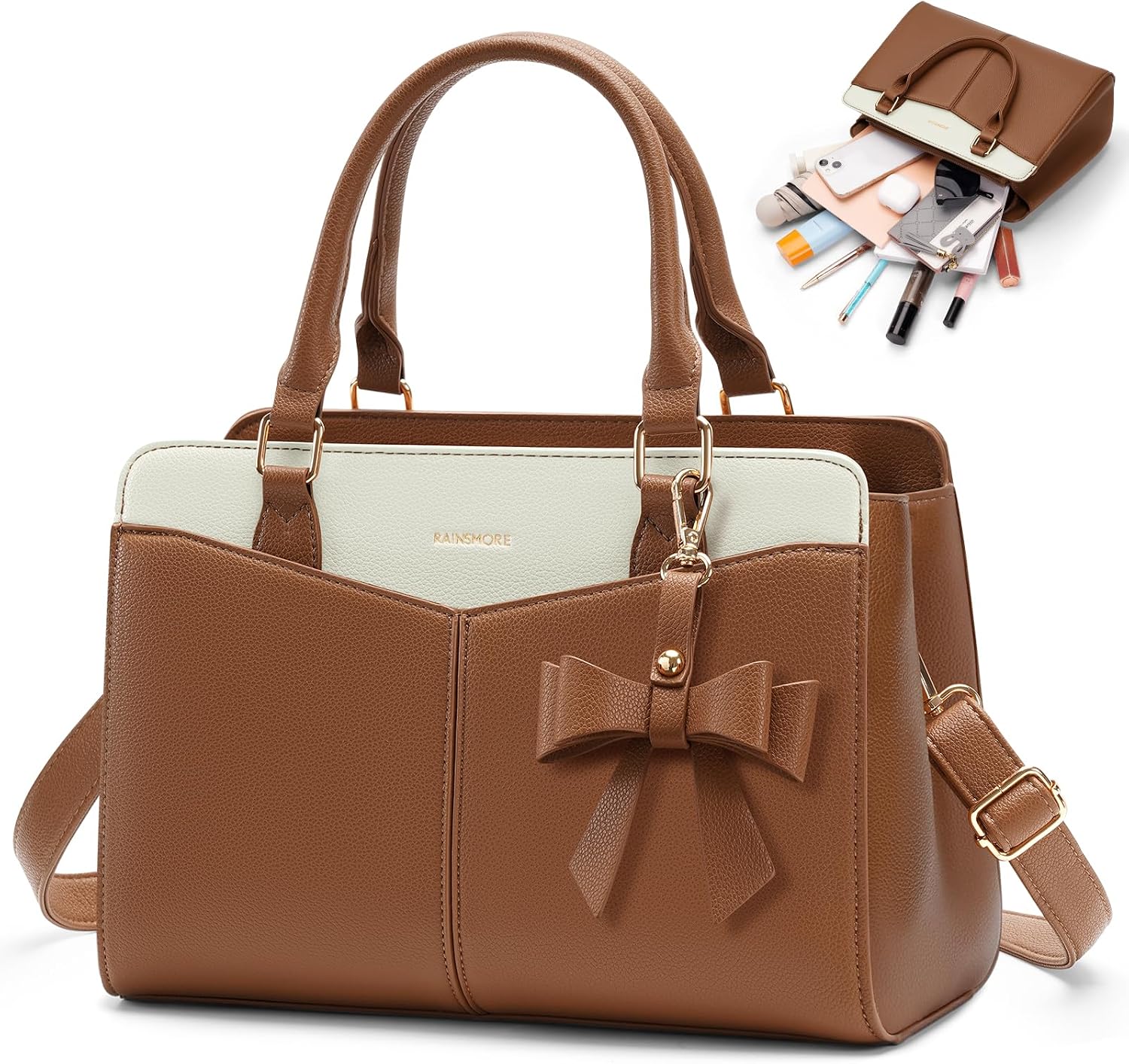Detalle de RAINSMORE PU leather designer handbag (top handle / shoulder / tote) for everyday essentials