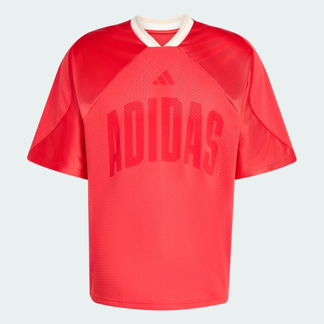 Detalle 2 de Camiseta estampada de malla Stadium de Adidas – Rojo