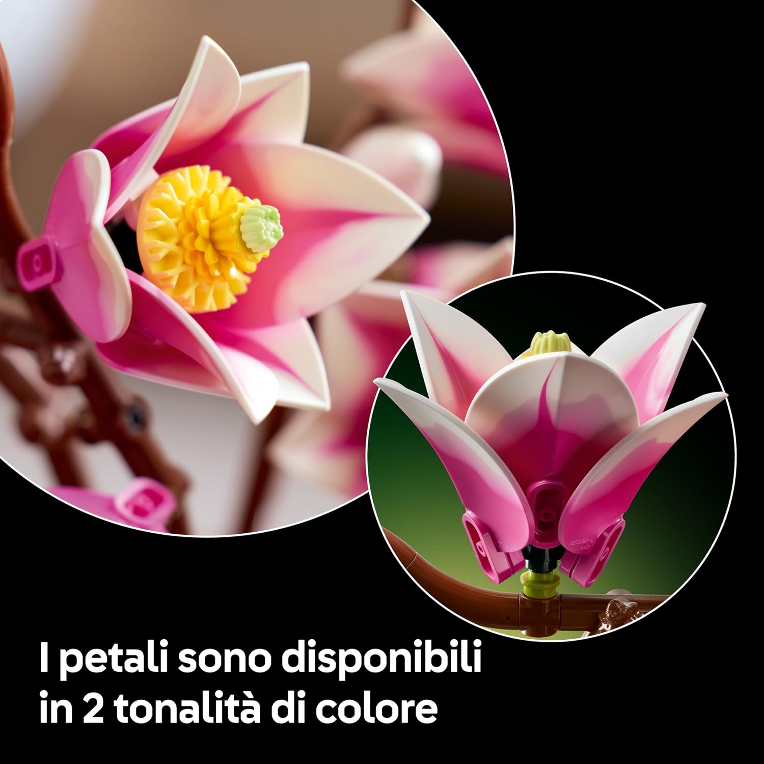 Detalle 2 de LEGO Botanicals 11510 Rametti di Magnolia – 5 fiori artificiali da costruire, decorazione per adulti