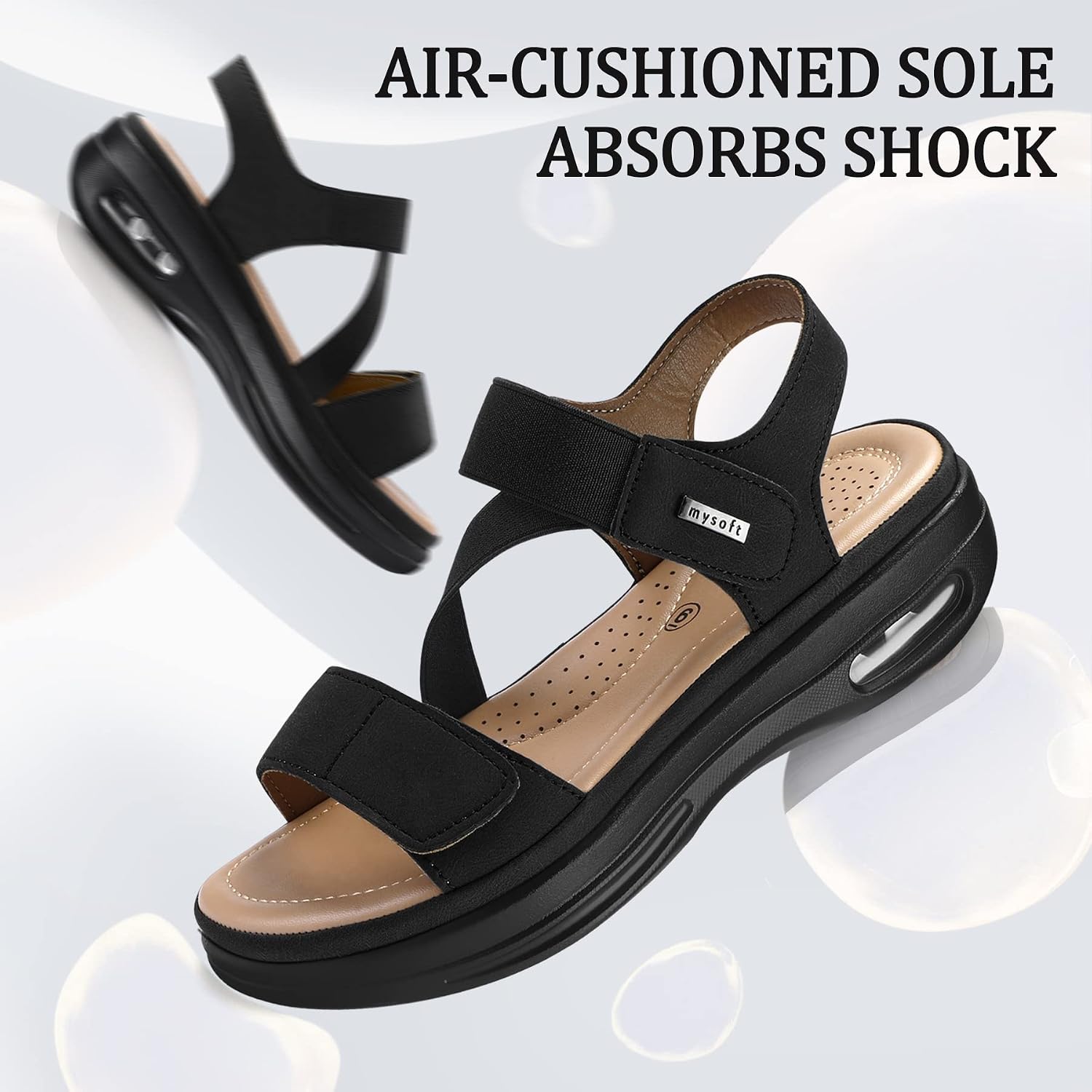 Detalle 2 de mysoft Women's Summer Walking Sandals with Air Cushion Platform