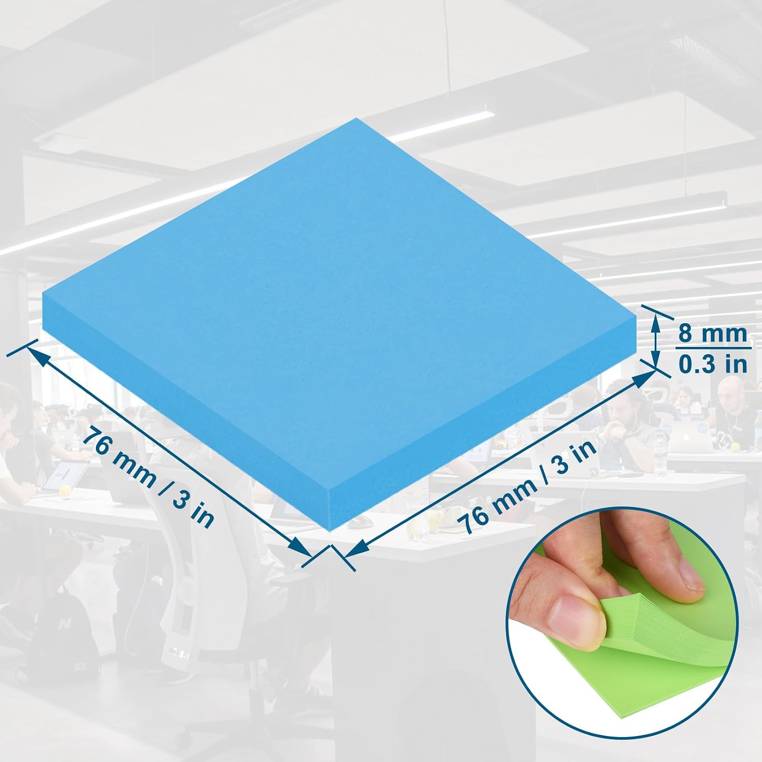 Detalle de ZCZN 12 Blocchetti di Foglietti Adesivi Neon 76x76 mm, 80 fogli per blocco