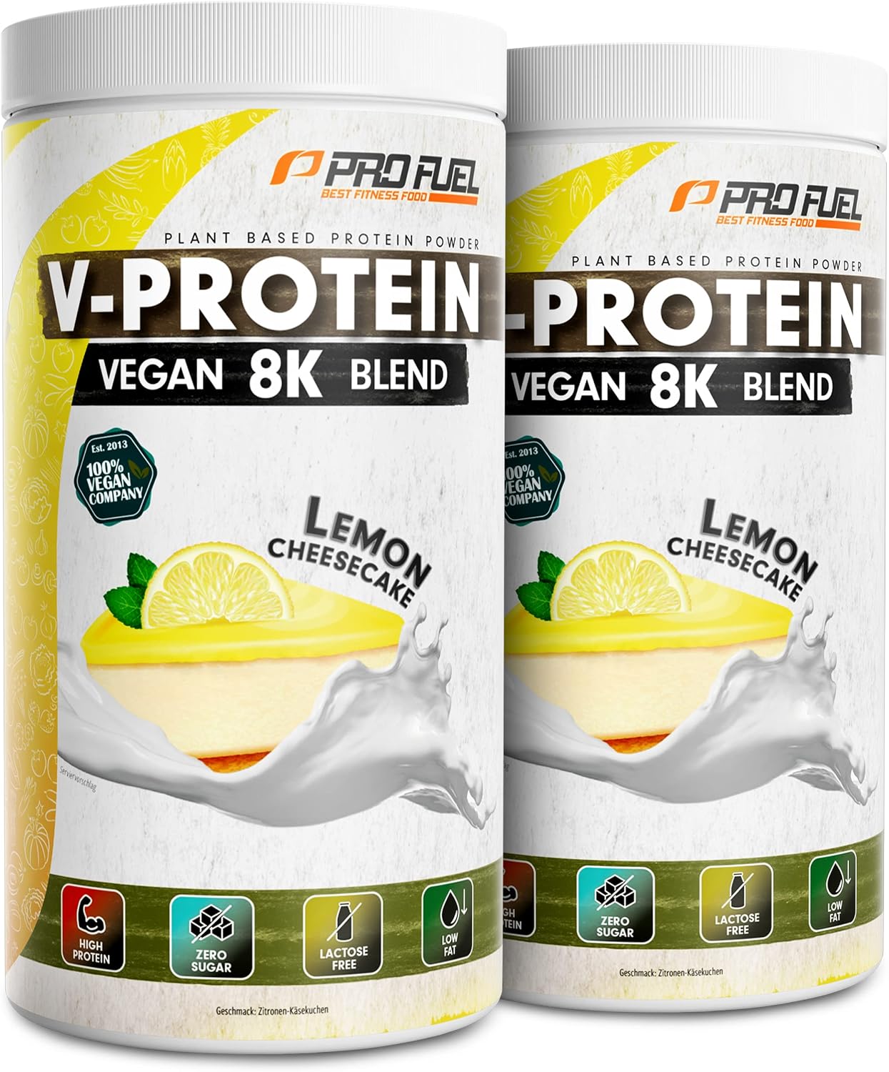Detalle de Vegan Protein „ZITRONE KÄSEKUCHEN“ – V-Protein 8K Blend mit 79% Eiweiß