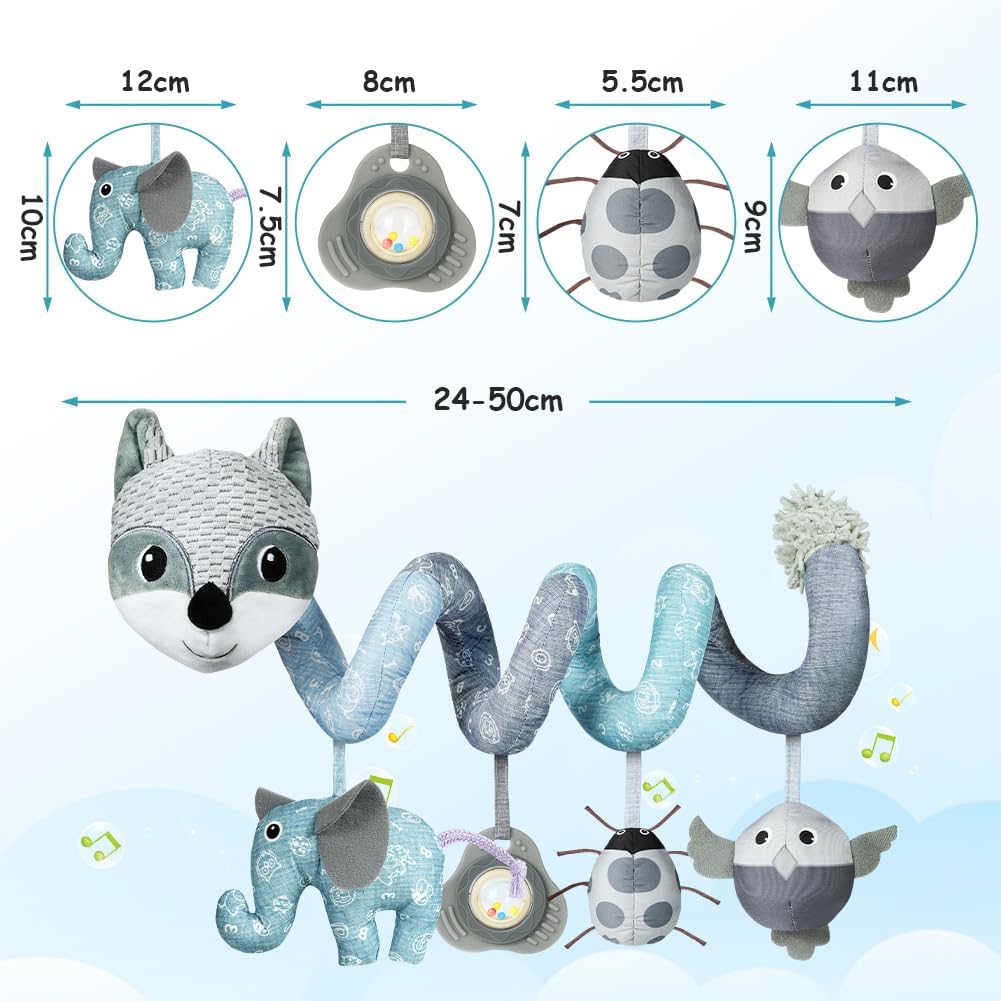 Thumbnail 1 de Vicloon Giocattolo a Spirale per Passeggino Neonato – Peluche a Spirale con Animale Grigio Fox per Sviluppo Sensoriale e Interazione