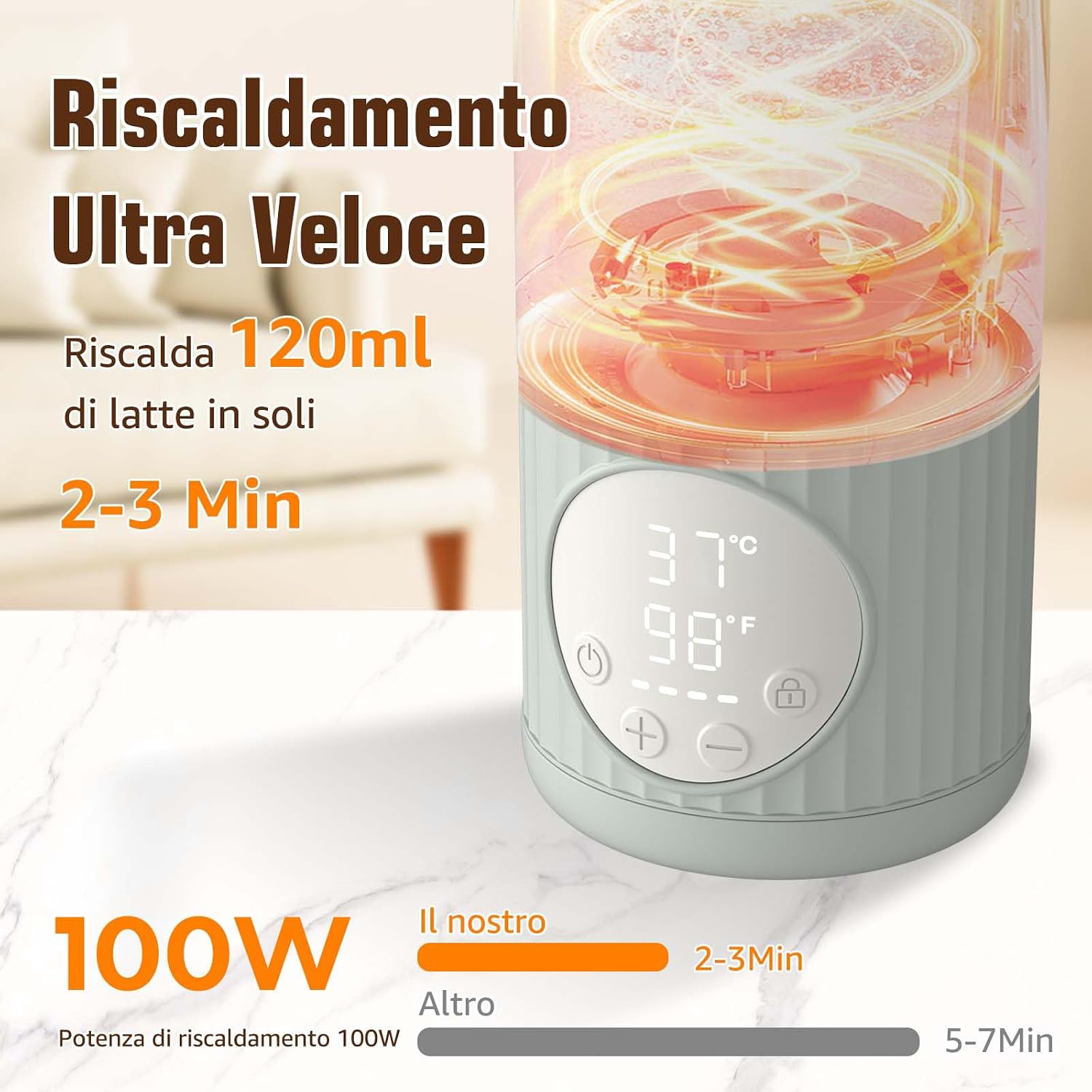 Thumbnail 1 de UKEXE Scaldabiberon portatile per latte materno, formula o acqua da 380 ml (100W) con controllo temperatura