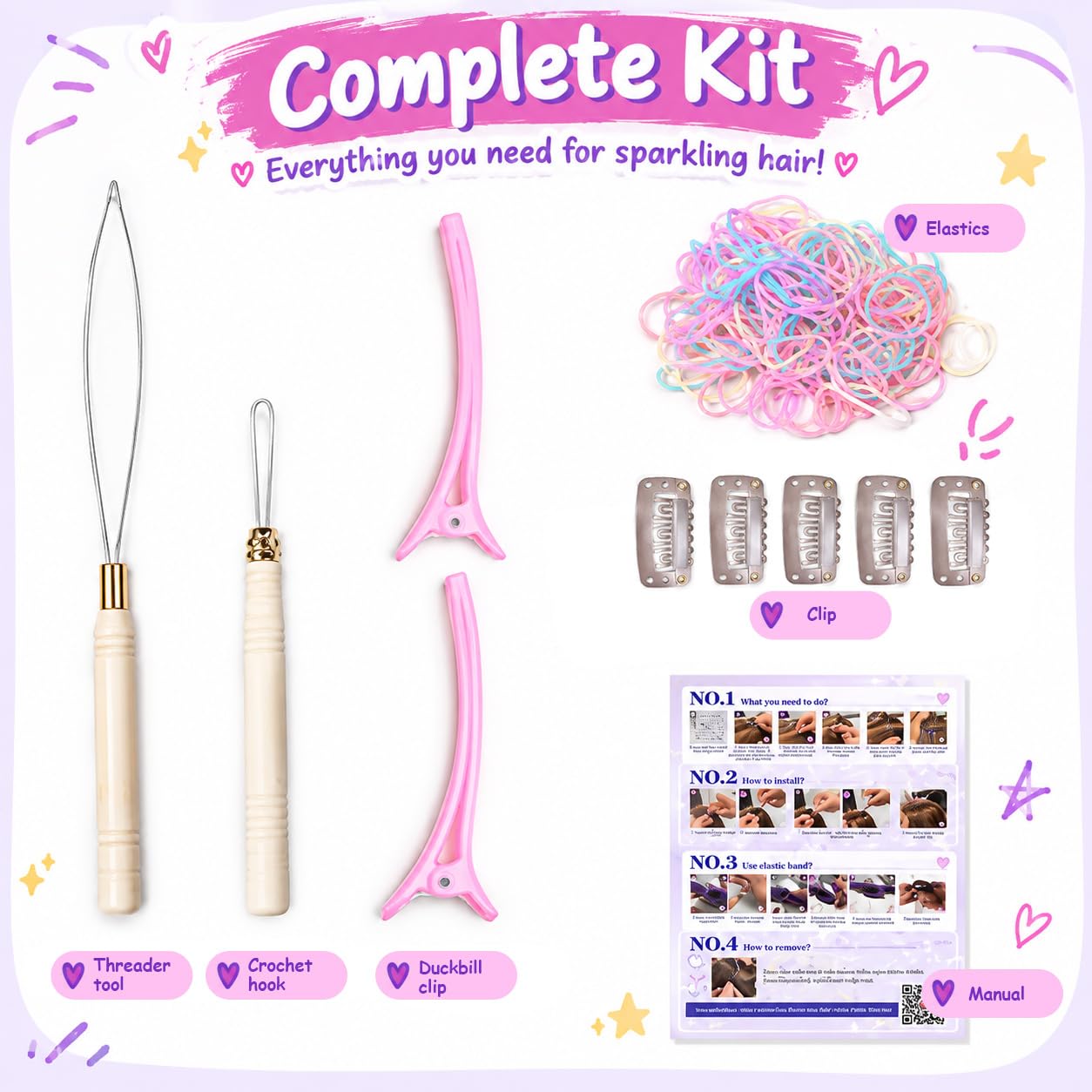 Detalle de Siphis Hair Tinsel Kit, 48-Inch