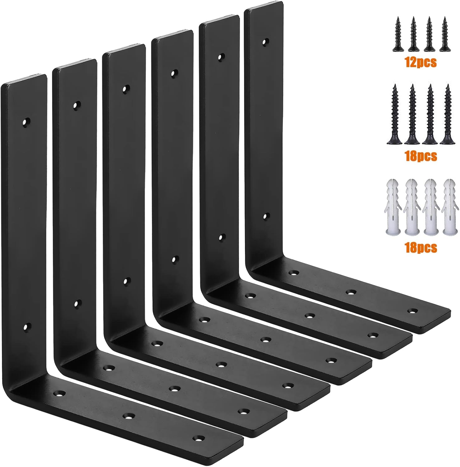 Thumbnail 6 de MLOQI 4 Pack Heavy Duty Shelf Brackets – 5mm Thick L-Shaped Steel, 6" x 4" (15cm x 10cm) with Screws