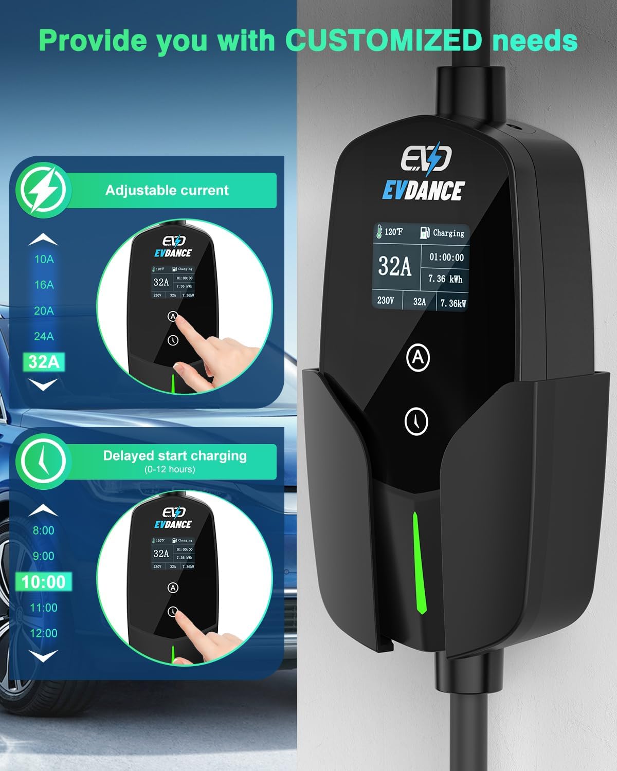 Detalle 2 de EVDANCE EV Charger Type 2 to CEE Plug 7.36kW