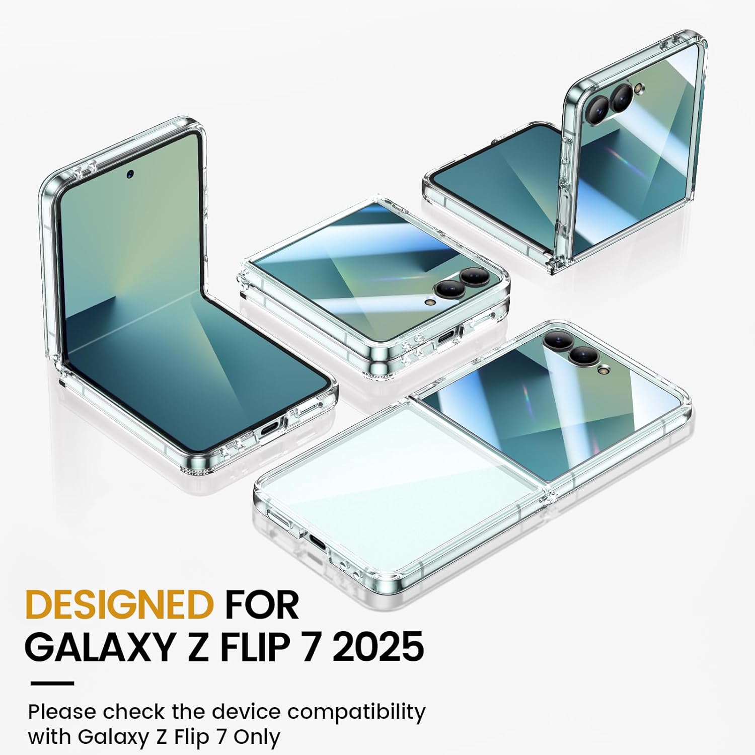 Thumbnail 5 de Doeshine Clear Case with Outer Screen Protector for Samsung Galaxy Z Flip 7 (2025) – Ultra-Thin TPU Edges, Hard PC Back