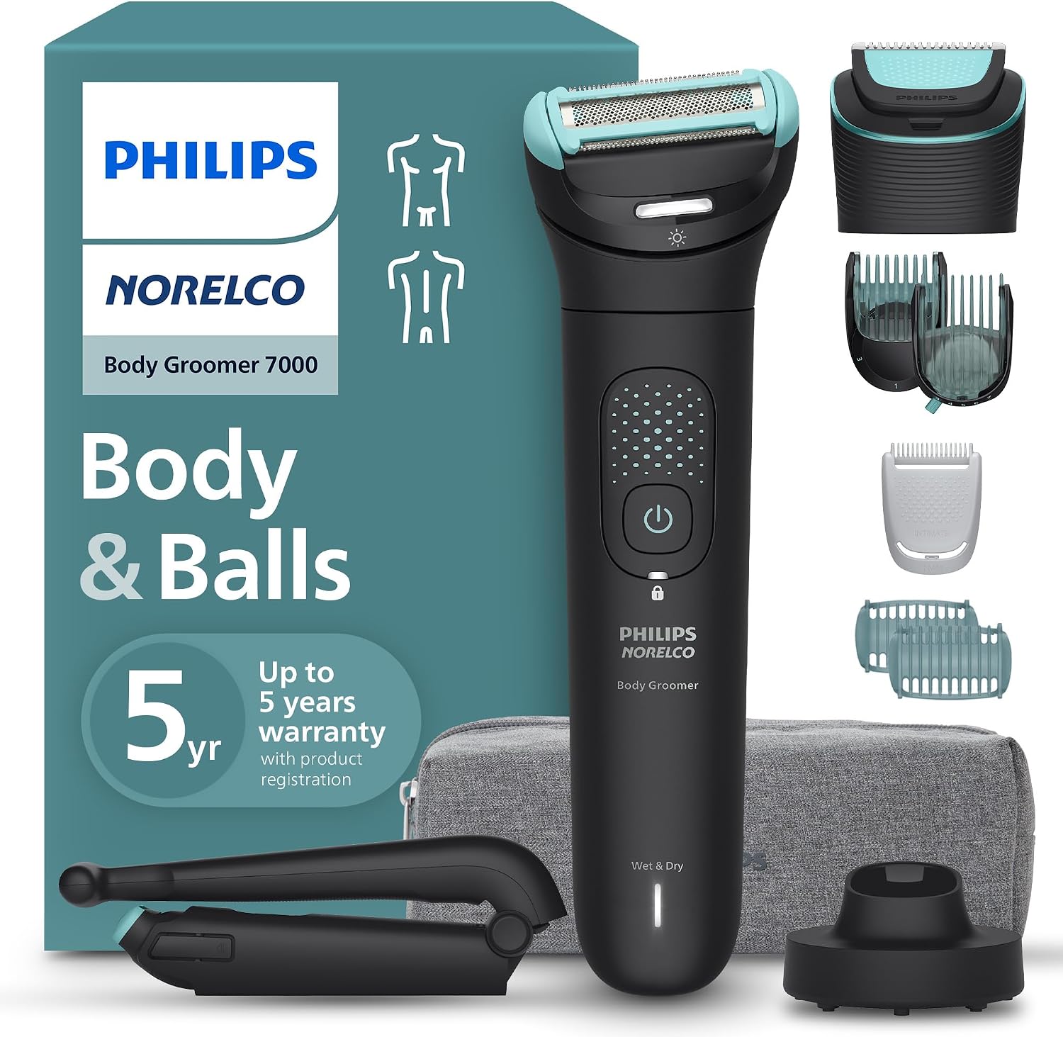 Detalle de Philips Norelco BG7490/50 Body Groomer 7000, Dual-Head Trimmer and Shaver