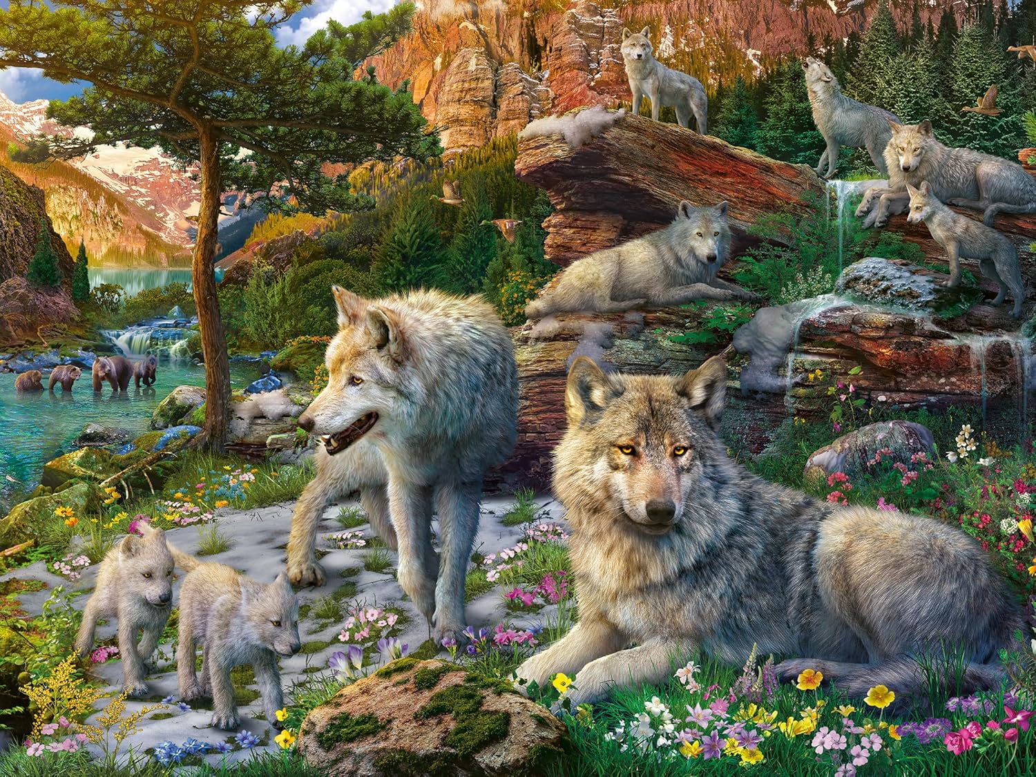 Thumbnail 6 de Ravensburger Puzzle 12000719 „Wolfsrudel im Frühlingserwachen“ – 1500 Teile für Erwachsene und Kinder ab 14 Jahren