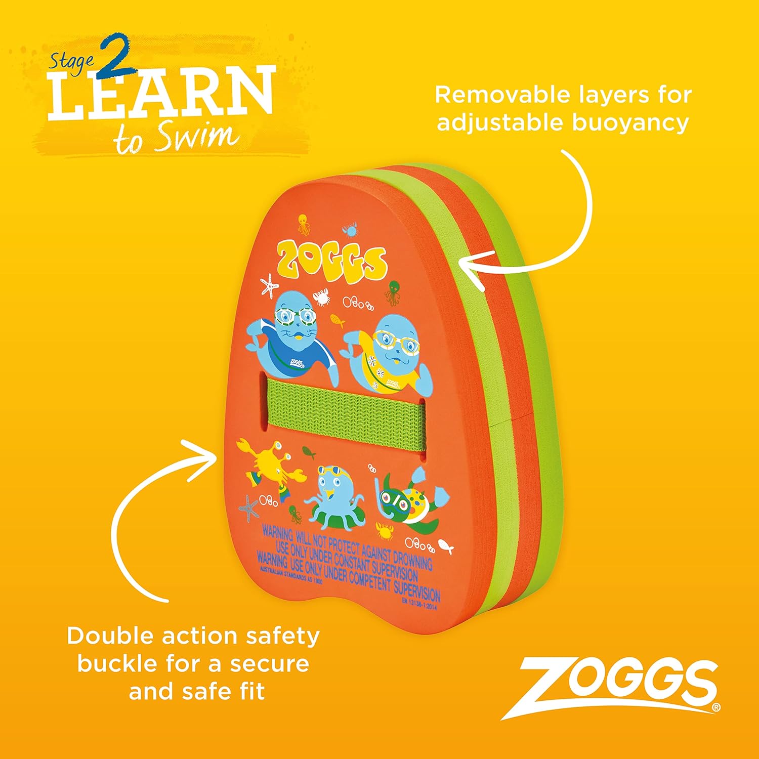 Detalle 2 de Zoggs Kids Zoggy Back Float Buoyancy Aid for Swimming (2–6 Years, Up to 25 kg)