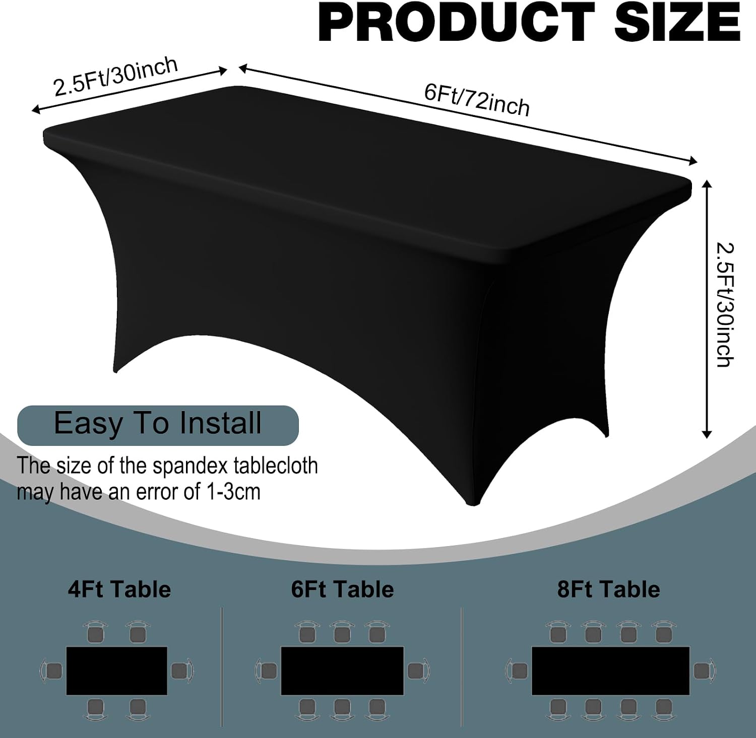 Detalle 2 de TRLYC 72 x 30 Tablecloth Stretch for 6FT Tables