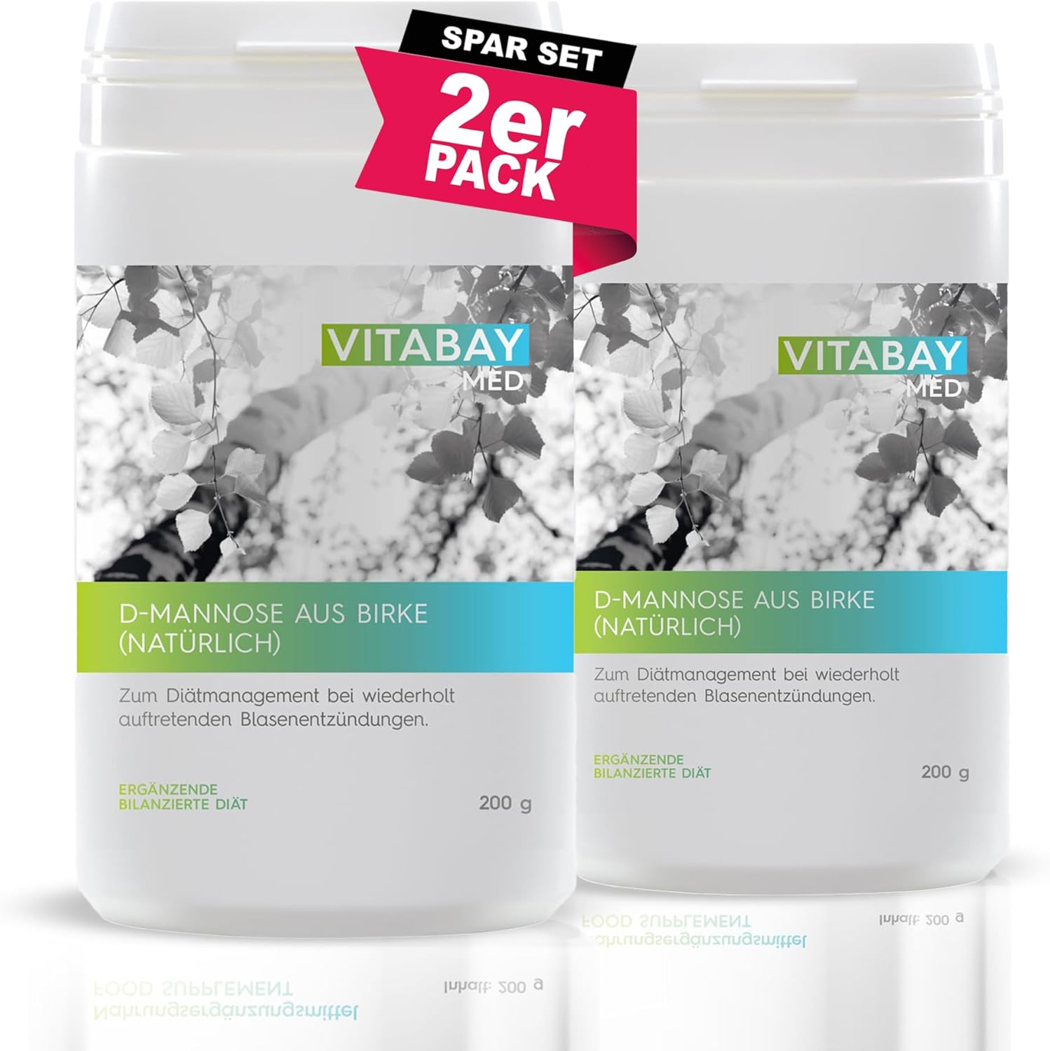 Detalle de Vitabay D-Mannose Pulver aus Birke – 200 g vegan, laborgeprüft und frei von Zusatzstoffen