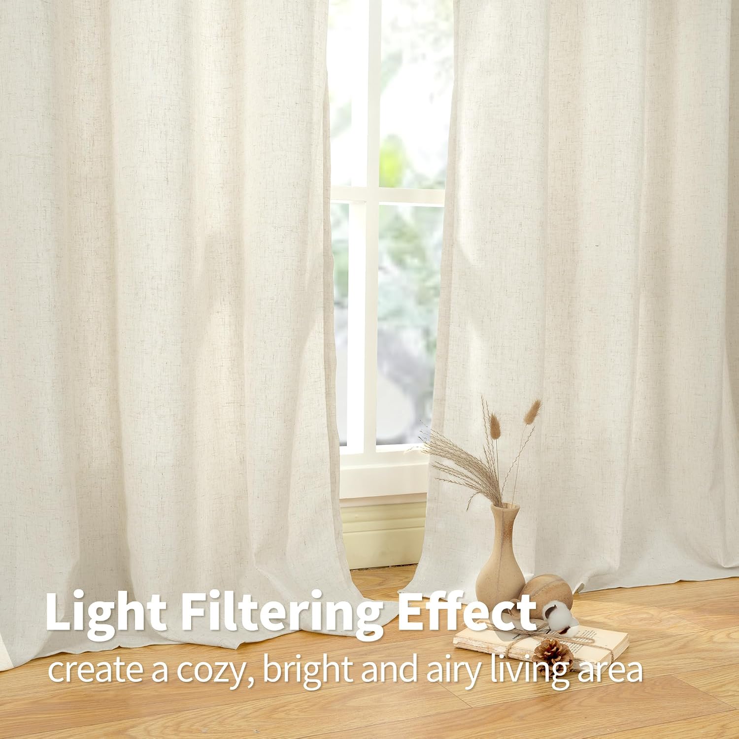 Detalle 1 de YoungsTex Linen Curtains, 42 x 84 Inch
