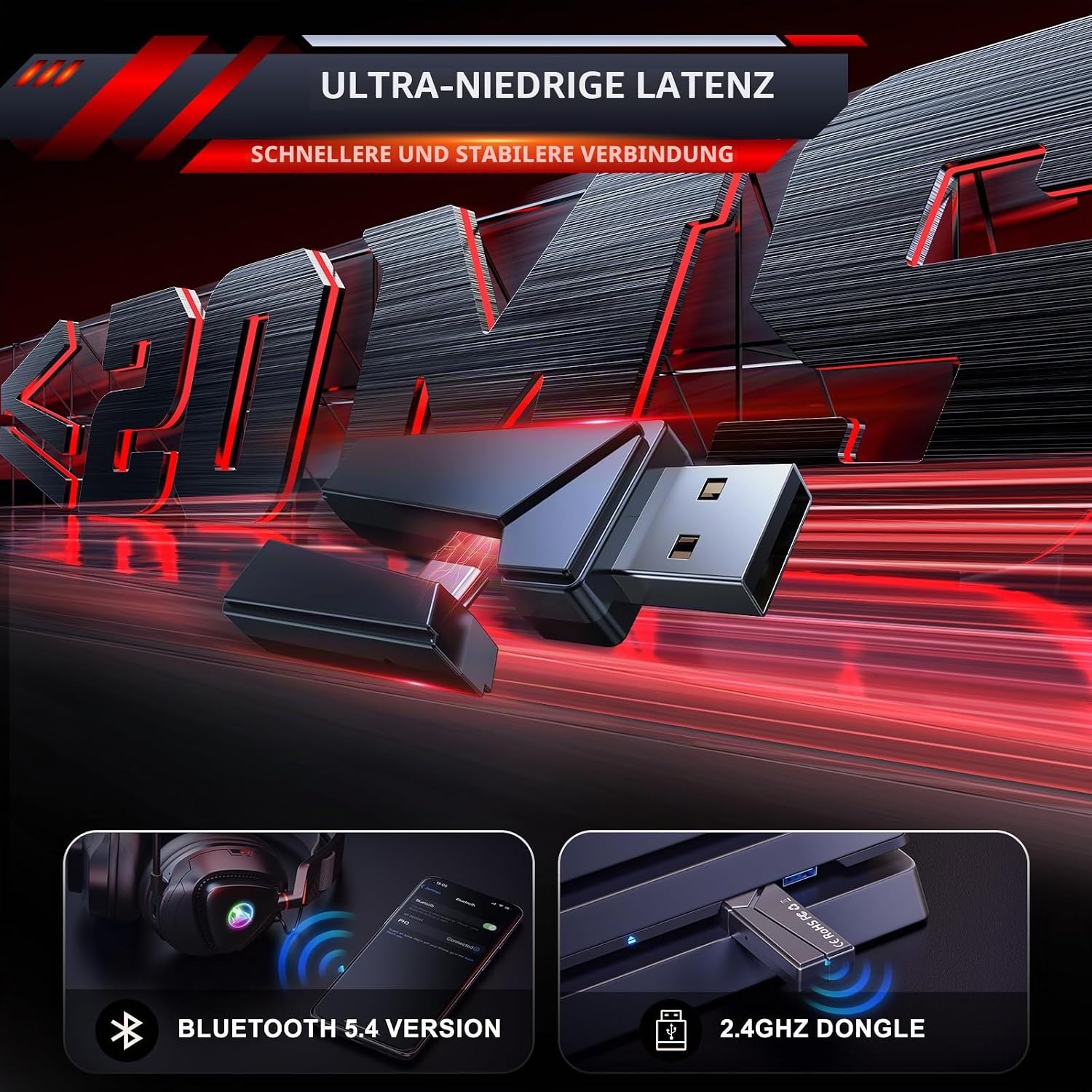 Thumbnail 3 de Awinnasey PH3 Gaming Headset Wireless