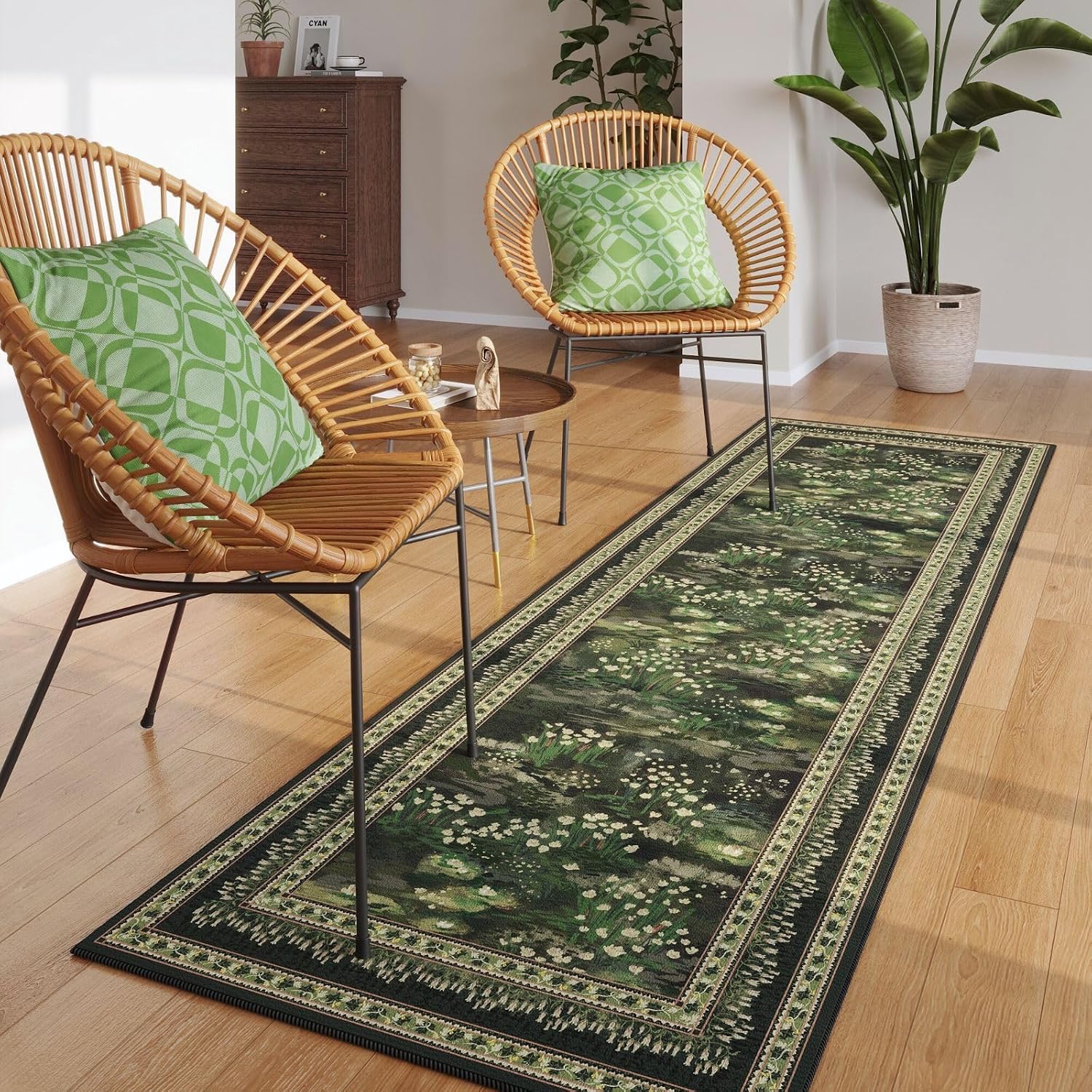 Thumbnail 1 de Rugcomf Runner Rug Impressionist-Style Vintage Kitchen Runner