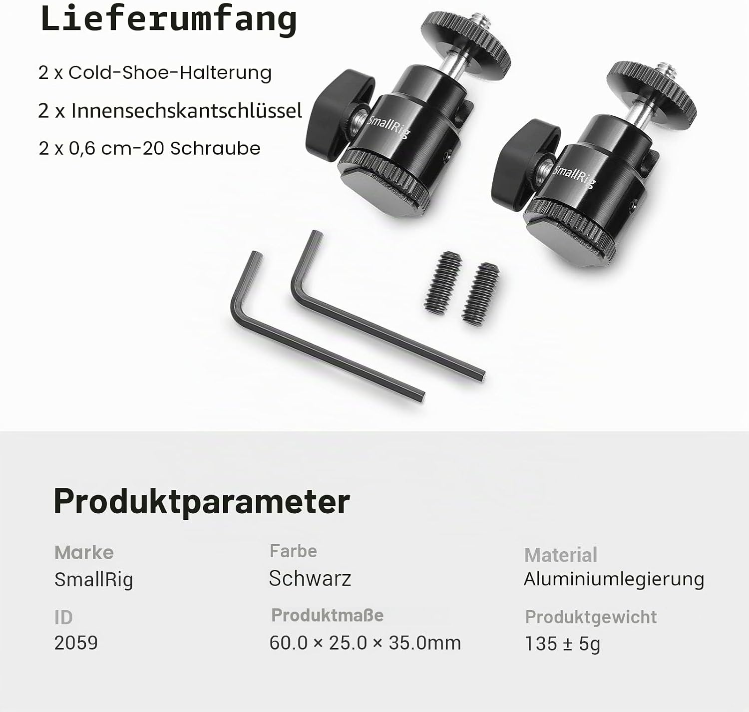 Thumbnail 6 de SmallRig Mini Ball Head 2er-Set mit Cold-Shoe-Adapter (2059) für DSLR/Monitor