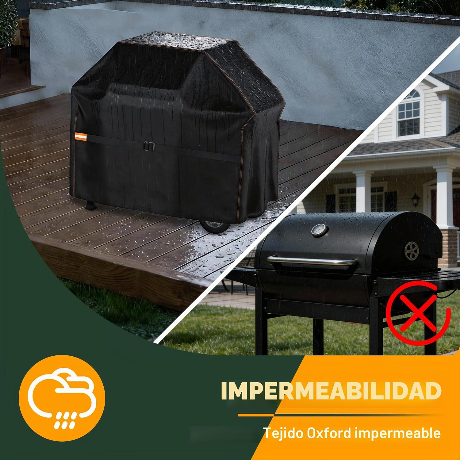 Thumbnail 4 de Enzeno Cubierta para Barbacoa Resistente a la Intemperie 145x61x120 cm – Negro