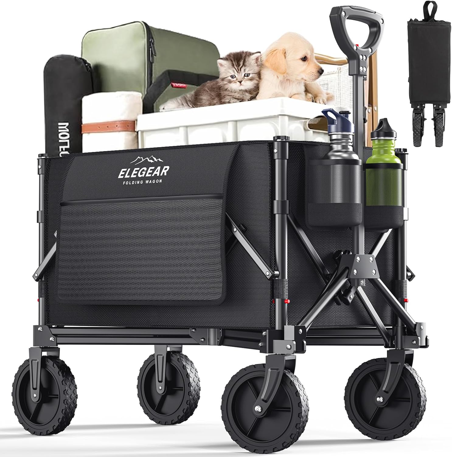 Detalle de Elegear Festival Trolley Cart with Brake – 150L Foldable Camping Wagon with 360° Wheels