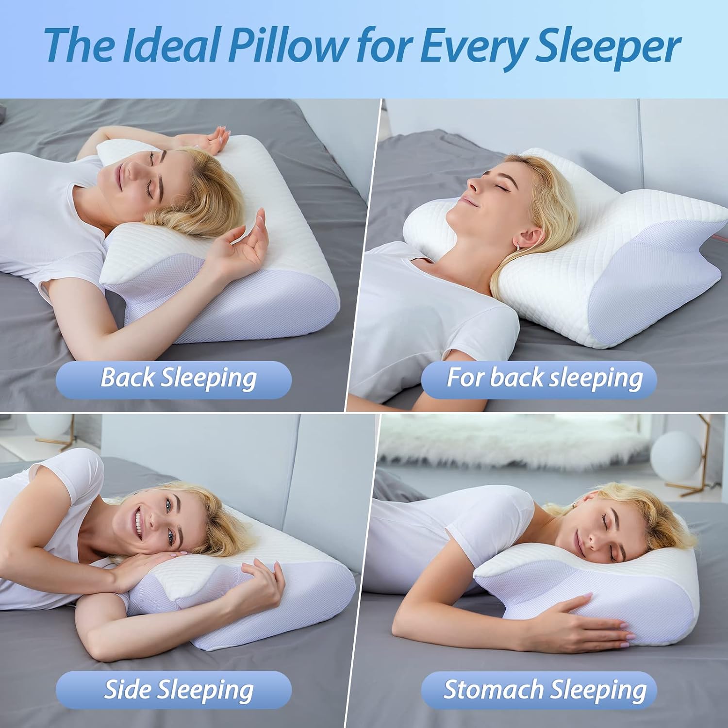 Thumbnail 3 de HOMCA PL02 Memory Foam Cervical Pillow, Two-Sided Design, Arm Grooves