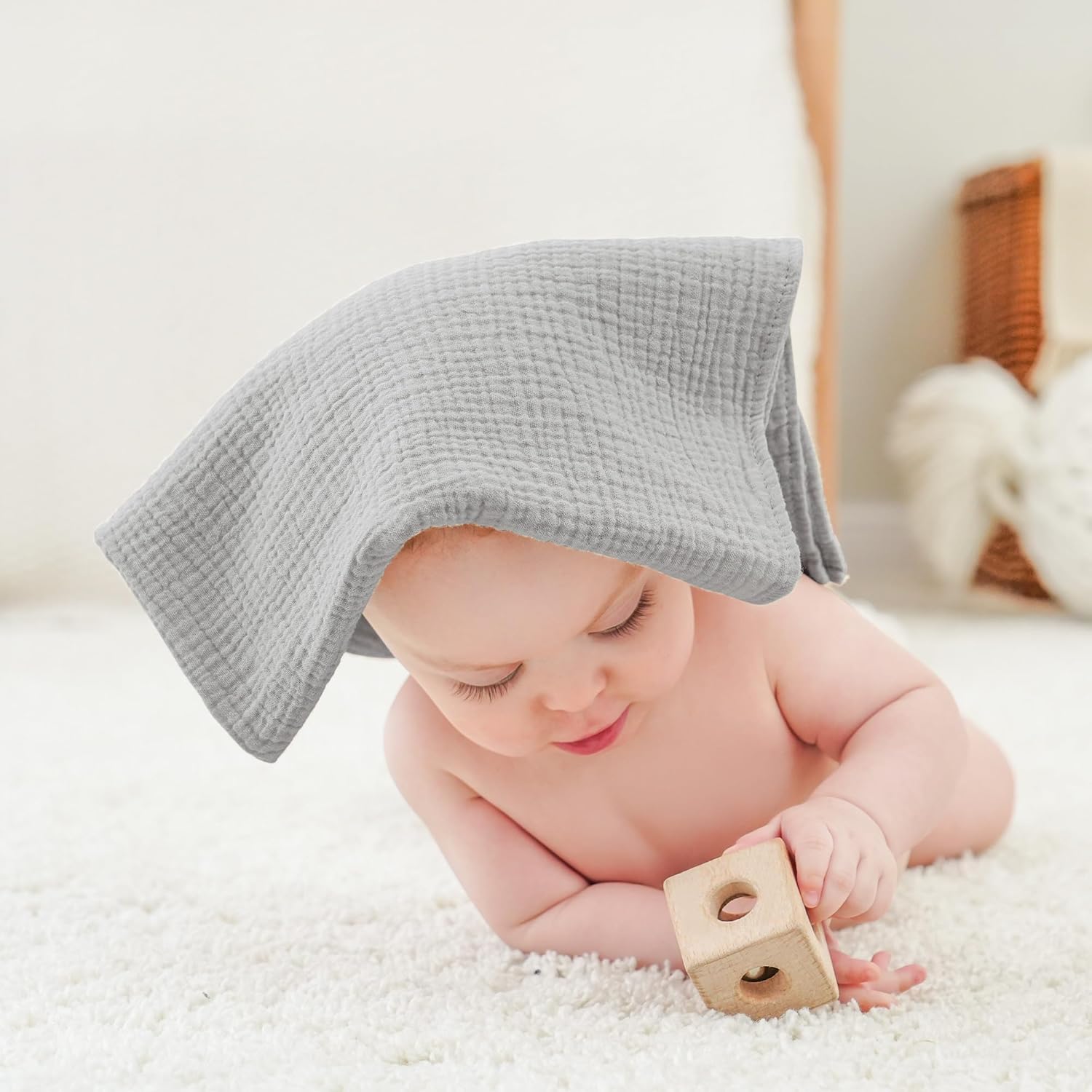 Thumbnail 5 de Bearmoss Moltontücher Baby – 100% Baumwolle Musselin Spucktücher, 3er Set, 60×60 cm