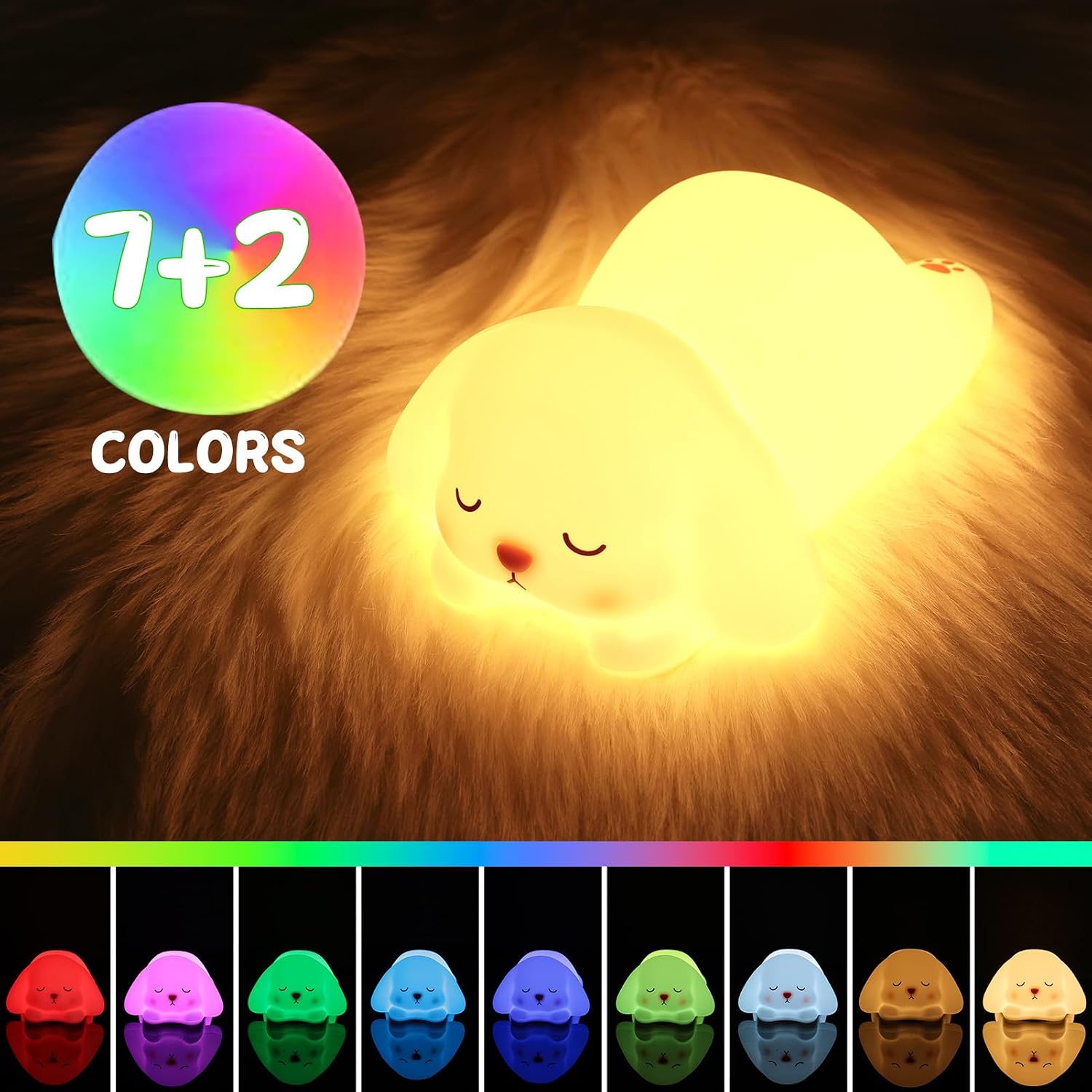 Detalle de ZKLiLi mignon lapin en silicone pour enfants : veilleuse tactile USB (7 variations de couleur)