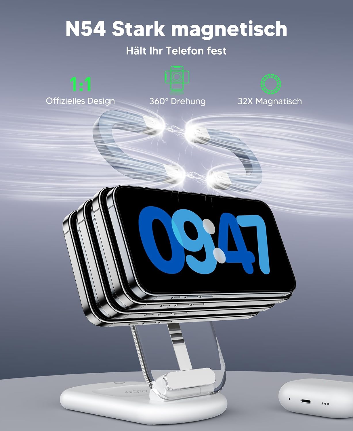 Thumbnail 4 de Mag-Safe Ladegerät 3in1 15W Ladepad silber