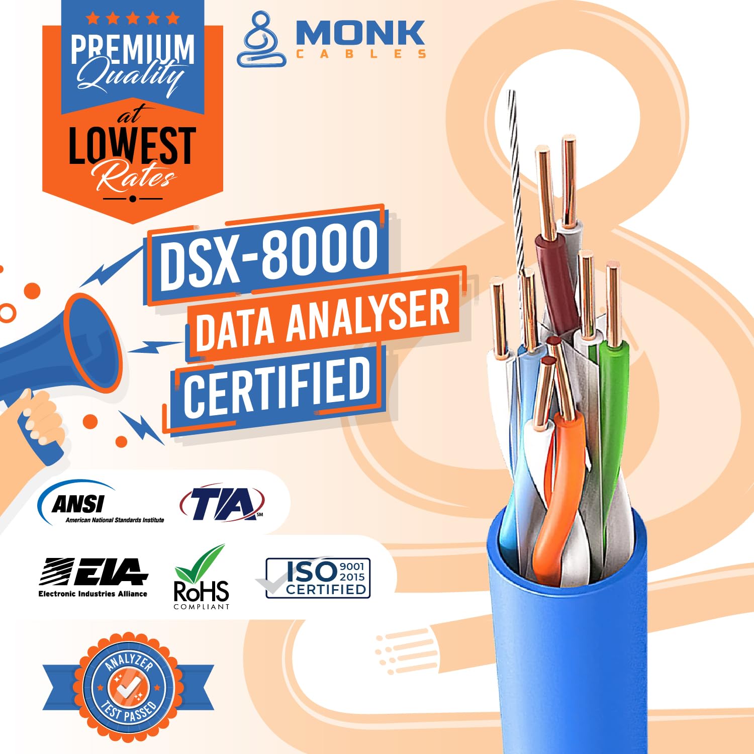 Thumbnail 2 de MONK CABLES CAT6 Plenum Cable 1000ft
