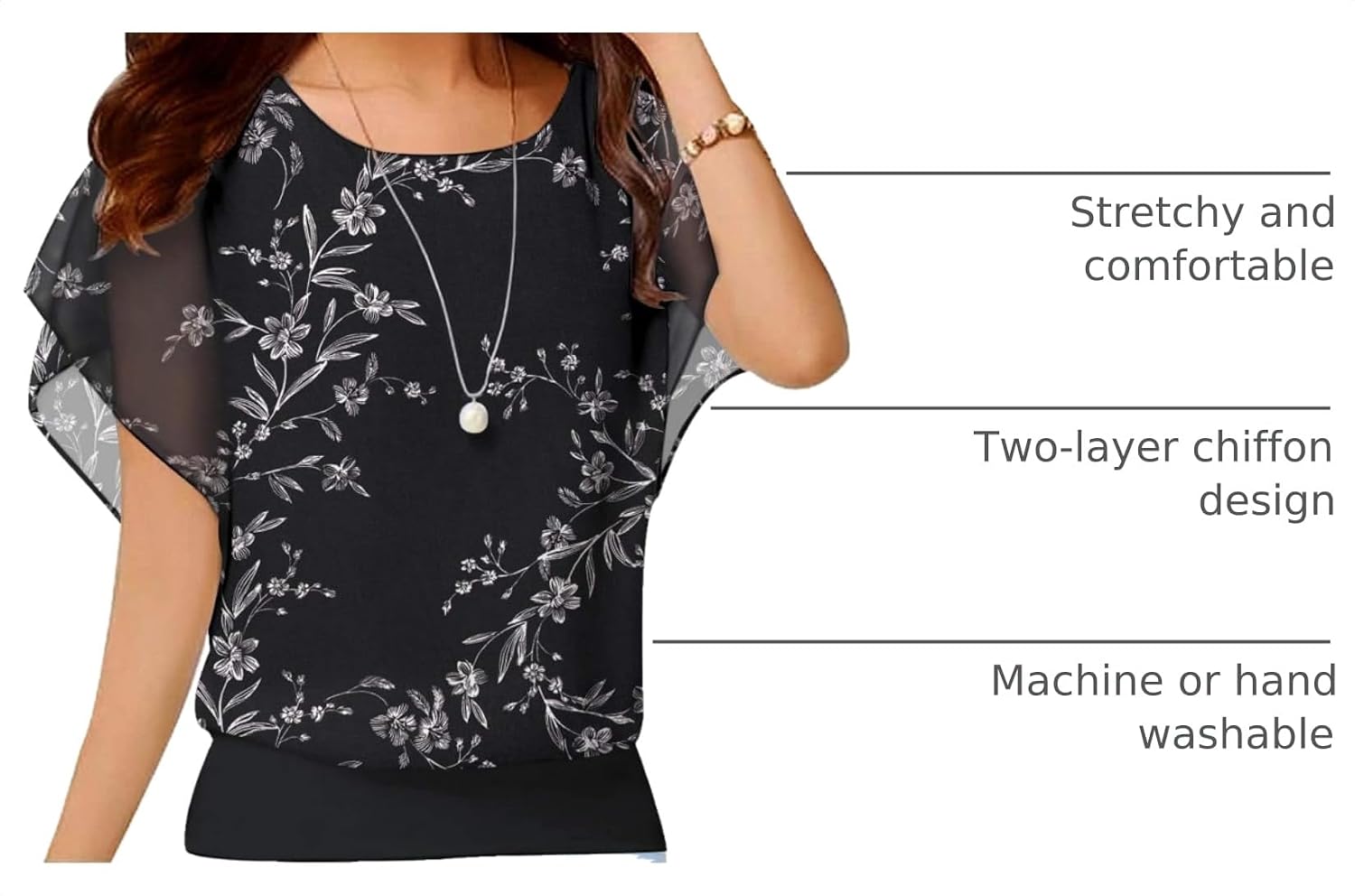 Thumbnail 3 de Neineiwu Women's Summer Loose Casual Short Sleeve Chiffon Top T-Shirt Blouse