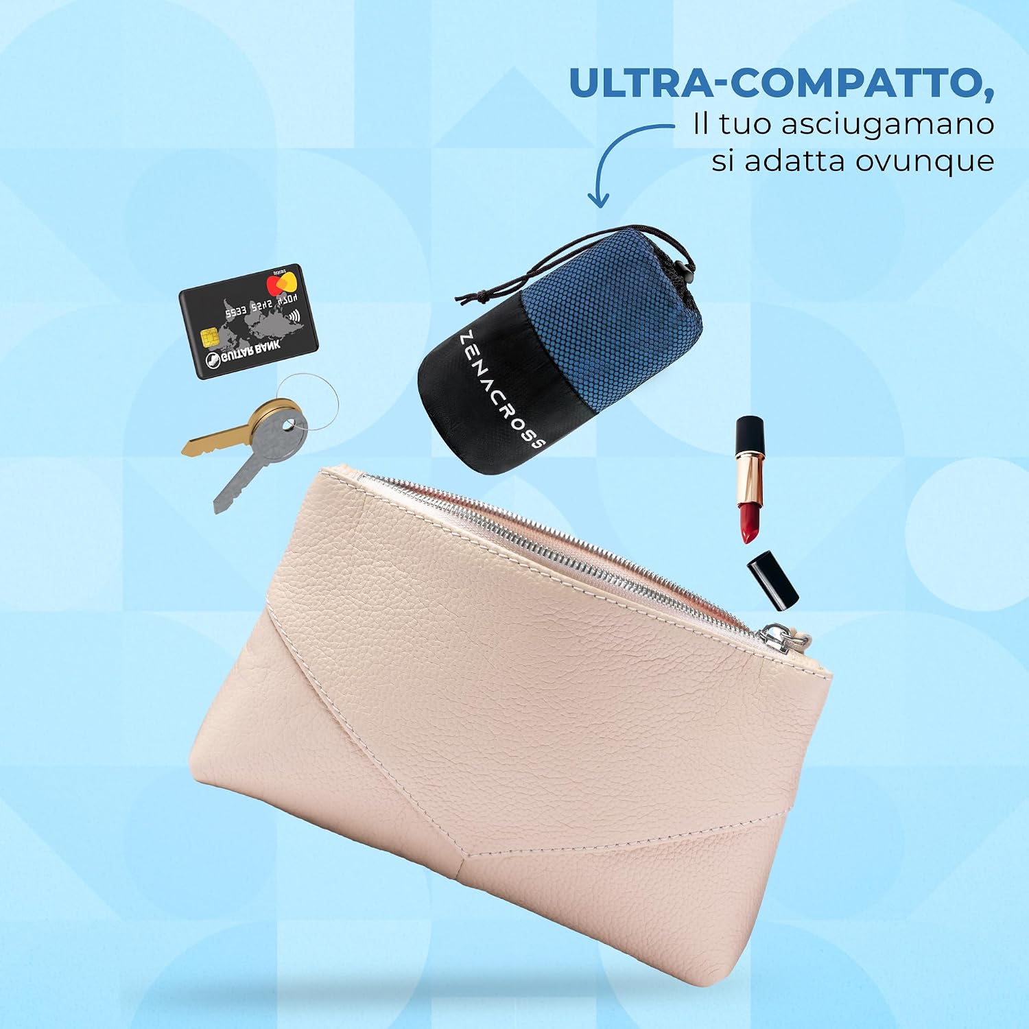 Detalle de Zenacross Asciugamano Palestra in microfibra 50 x 30 cm Blu Marino – asciugatura ultra-rapida e versatile
