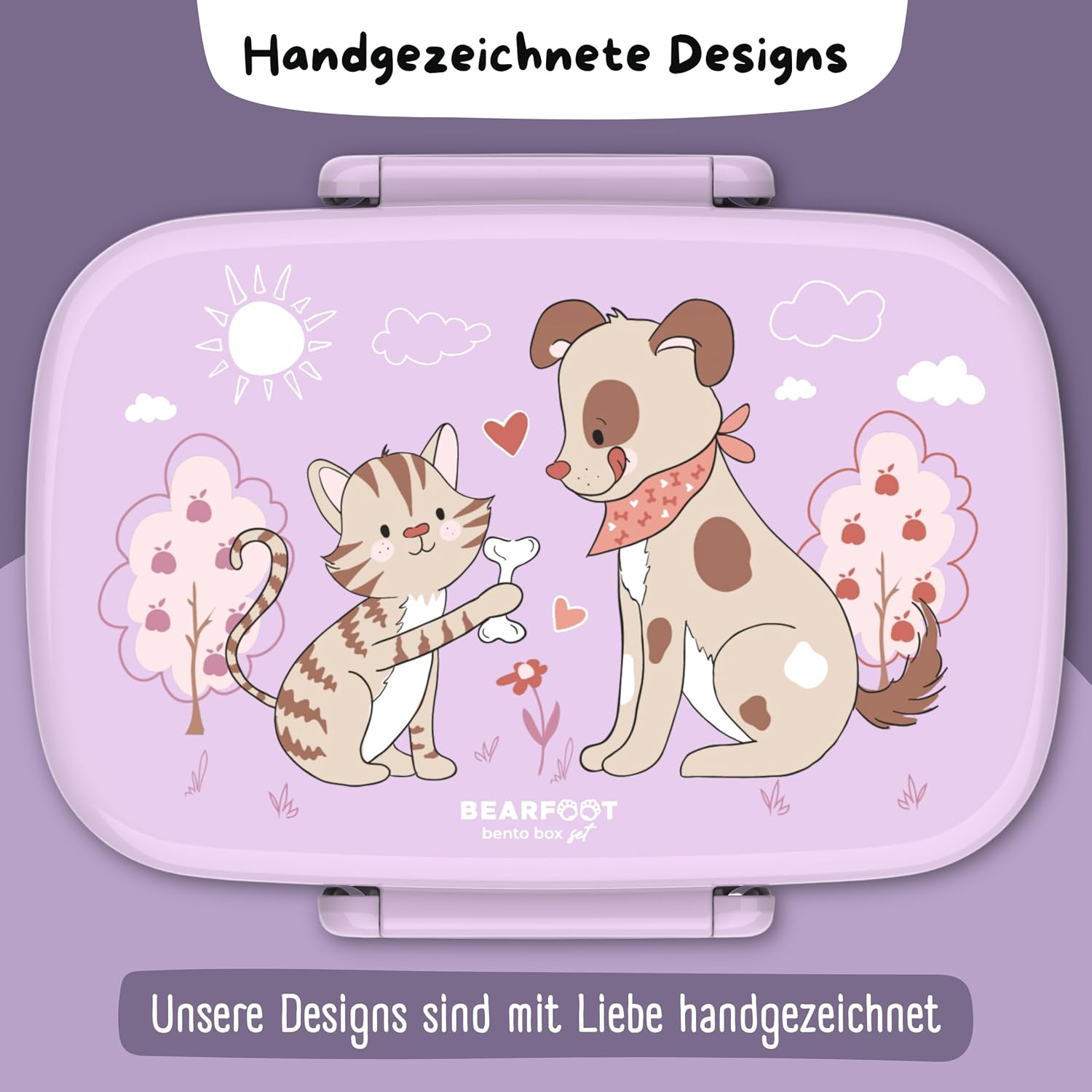 Detalle de BEARFOOT Brotdose Kinder mit Fächern (BPA-frei, auslaufsicher) – Lunchbox/Bento für Mädchen & Jungen