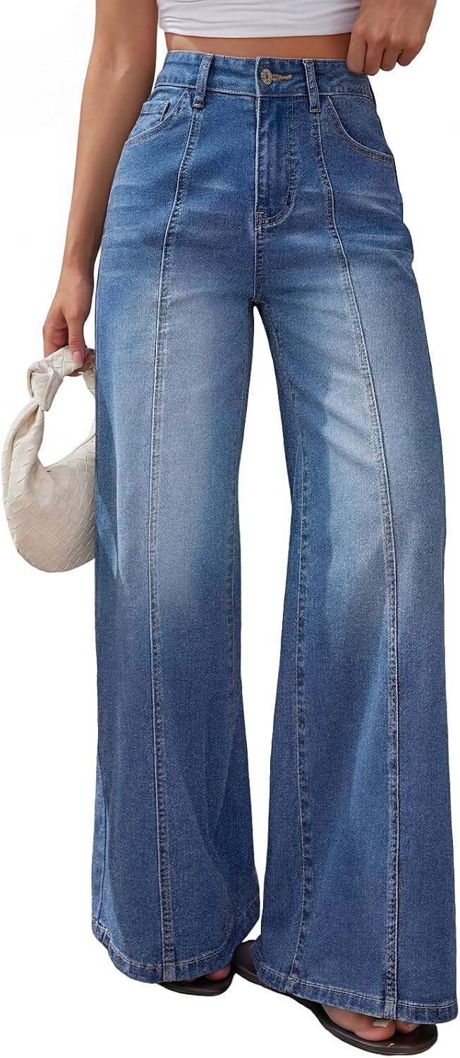 Detalle de Trendy Queen Wide-Leg Jeans, High-Waisted