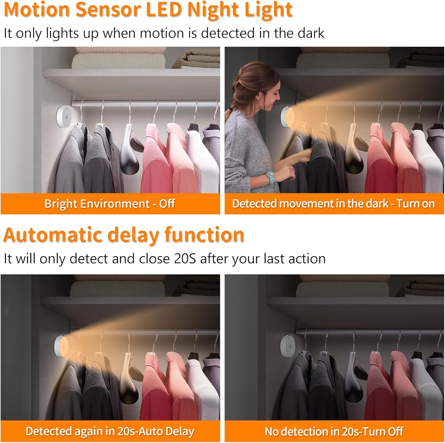 Thumbnail 3 de daphomeu Veilleuse avec détecteur de mouvement (3 ampoules à piles AAA) pour voiture, placard et intérieur