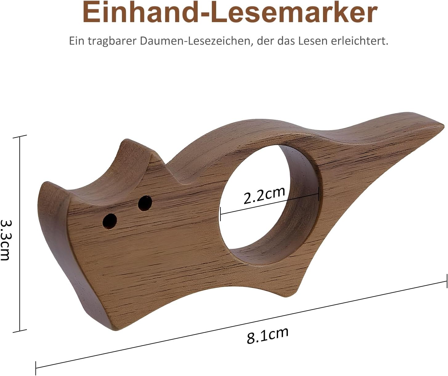 Detalle de THETAG Katze Buchseitenhalter aus Holz – Book Page Holder mit Daumenloch