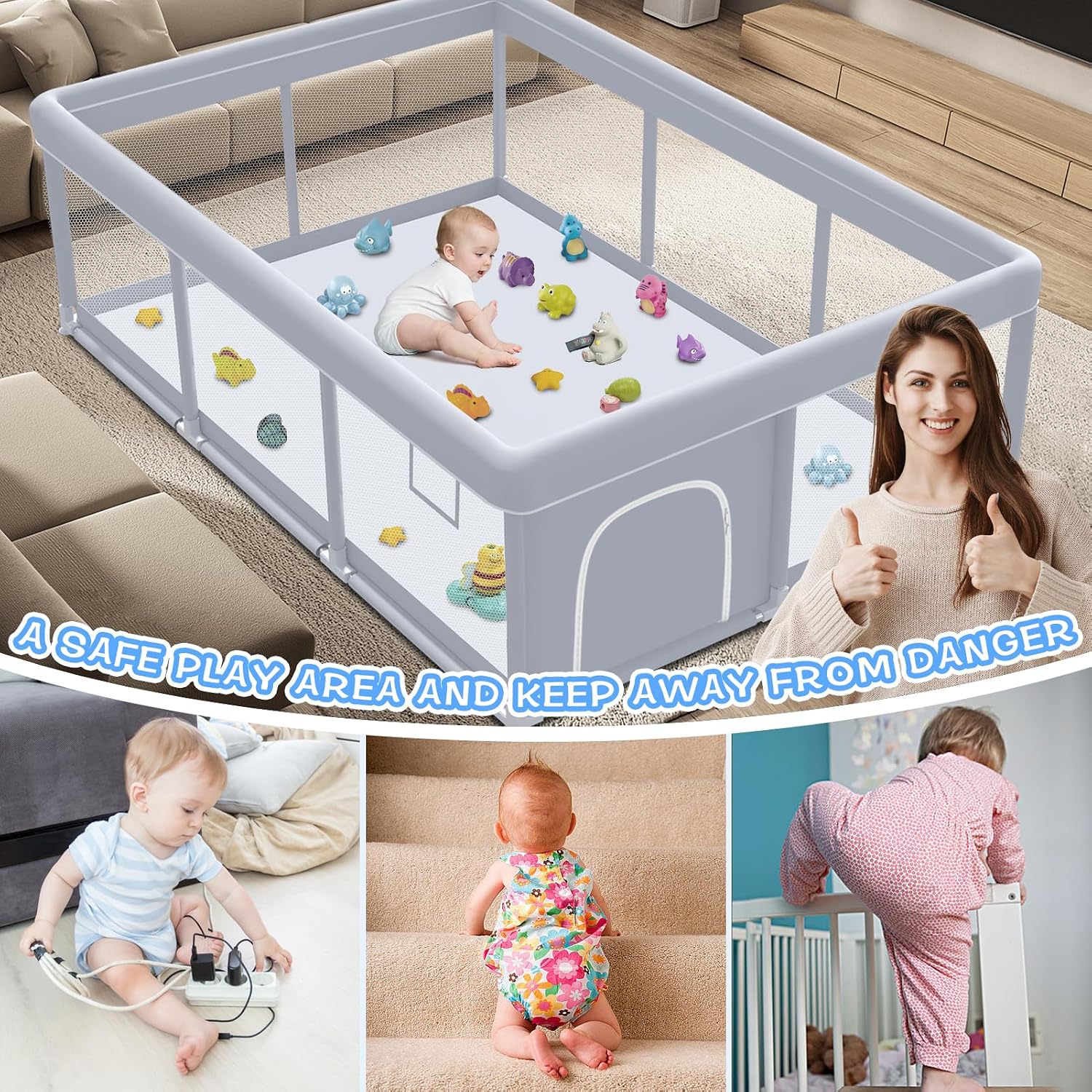Thumbnail 4 de XVISHX Baby Playpen 74 x 50 Inch