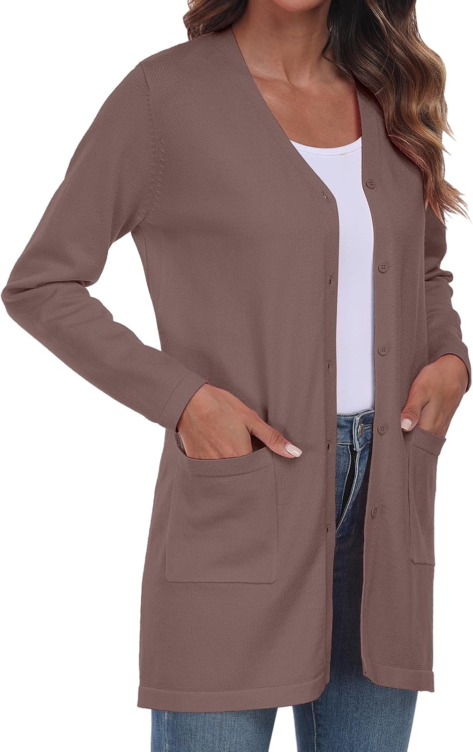 Thumbnail 2 de YUNDAI women’s open-front lightweight knitted cardigan with pockets