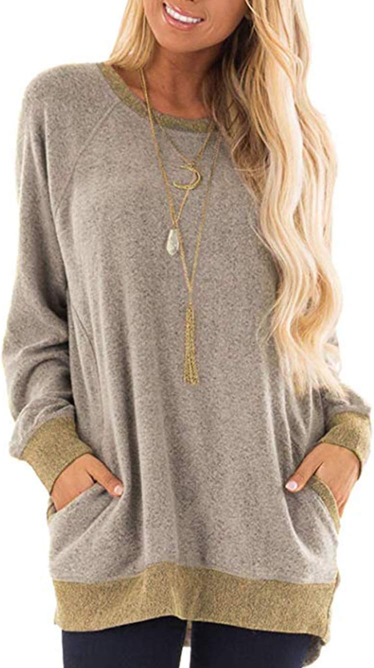 Detalle 2 de iChunhua long-sleeve women’s crewneck top with pockets (S–XXL)