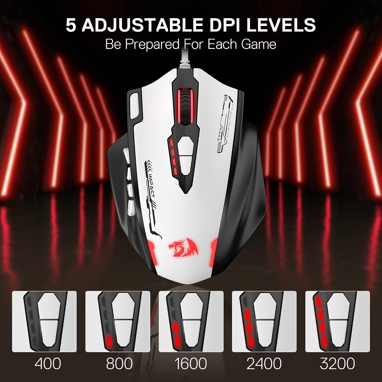 Thumbnail 1 de Redragon M908WB Impact RGB gaming mouse with 12 side buttons, up to 24,000 DPI and programmable macros