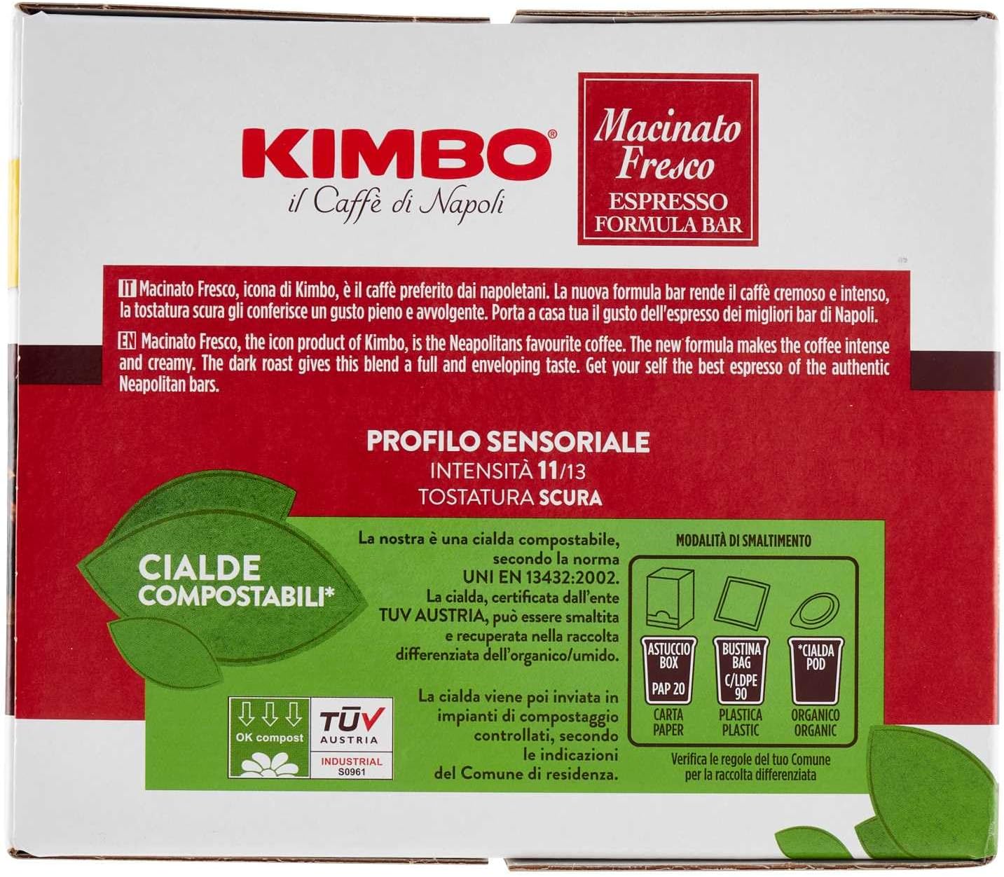 Detalle 2 de Kimbo 100 Cialde Caffè Compostabili ESE, Macinato Fresco – Cremoso e Intenso