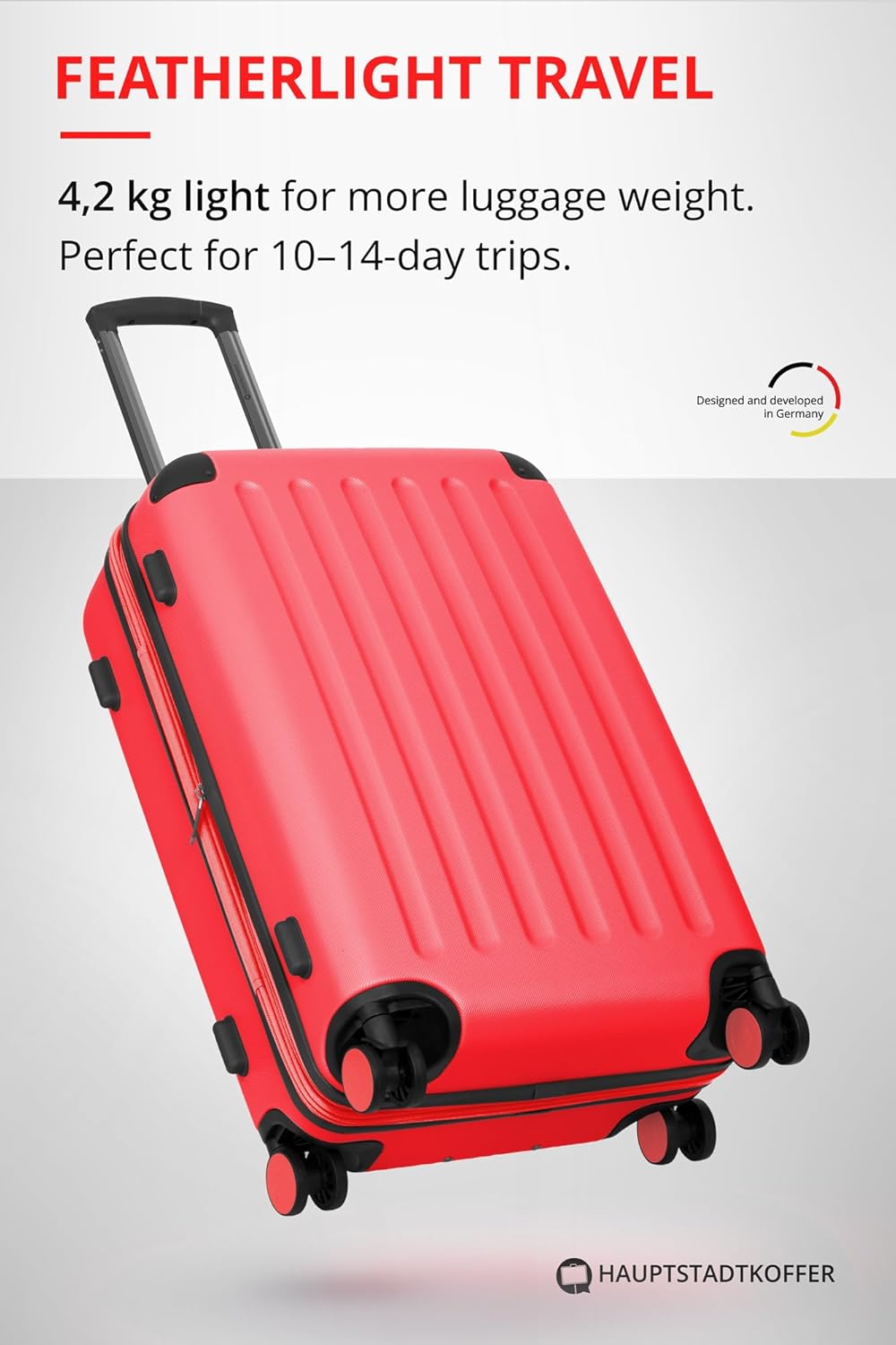 Detalle de Hauptstadtkoffer Spree – Mittelgroßer Hartschalenkoffer (65 cm, 74 L, Korall) mit TSA, 4 Rollen