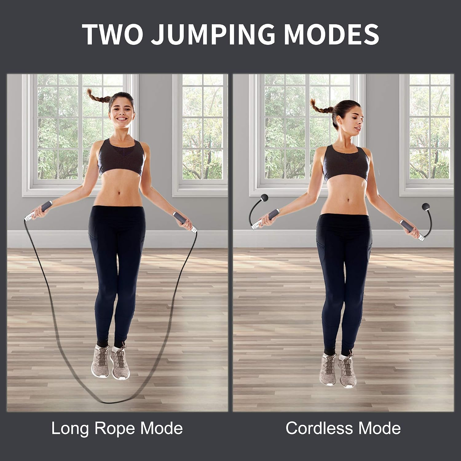 Detalle 2 de PROIRON Skipping Rope: Digital Jump Rope with Adjustable Weights and Cordless Option