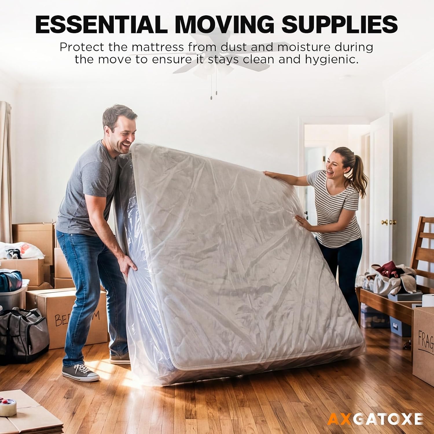 Detalle de LDPE Plastic Mattress Bag for Moving & Storage – Waterproof Queen Size (1.5MIL) Mattress Protector