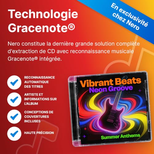 Detalle 2 de Nero CD Ripper Logiciel —Convertisseur CD audio en MP3, FLAC, AAC, WAV avec Gracenote et licence à vie (1 PC, Windows)