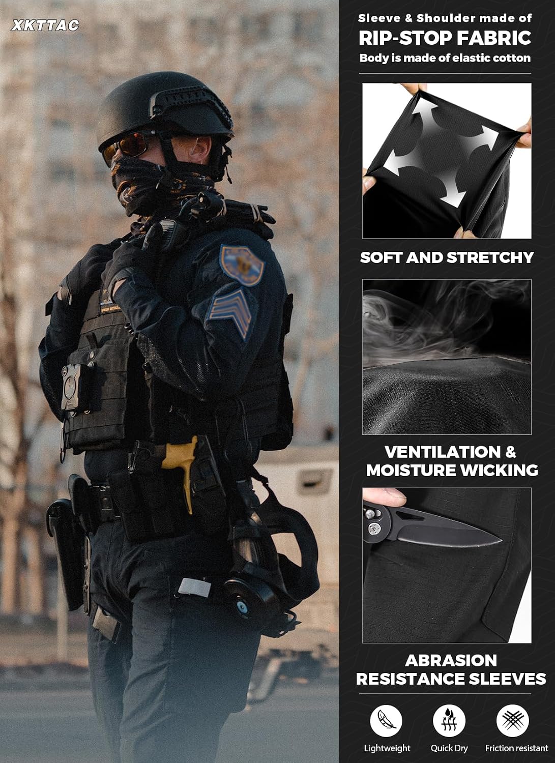 Detalle de Combat Shirt Tactical XKTTAC mit Taschen