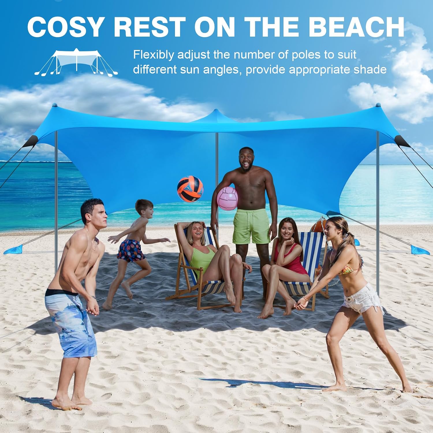 Detalle de Rhino Valley 3x3m Tenda da Spiaggia Ultra Stabile: Protezione UPF50+ e Comfort per Famiglie